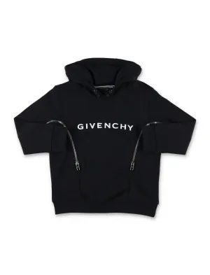 Givenchy Kids Logo Embroidered Zip-Detailed Hoodie