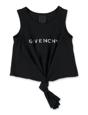 Givenchy Kids Logo Printed Knotted Crewneck Tank Top