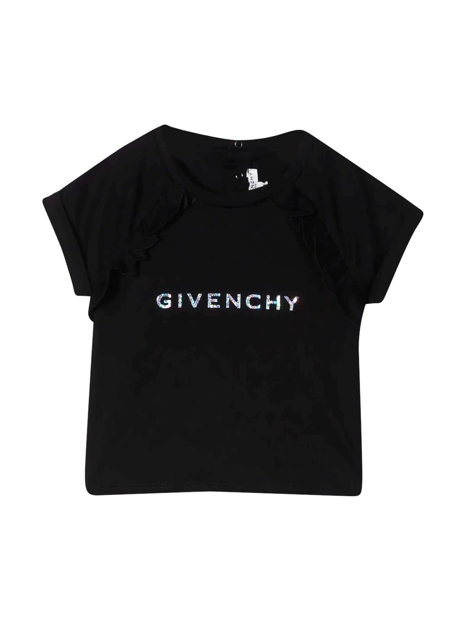 Givenchy Kids Logo Printed Ruffled Crewneck T-Shirt