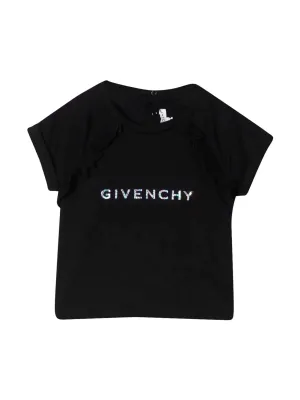 Givenchy Kids Logo Printed Ruffled Crewneck T-Shirt