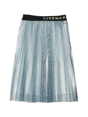 Givenchy Kids Logo Waisted Pleated Midi Skirt