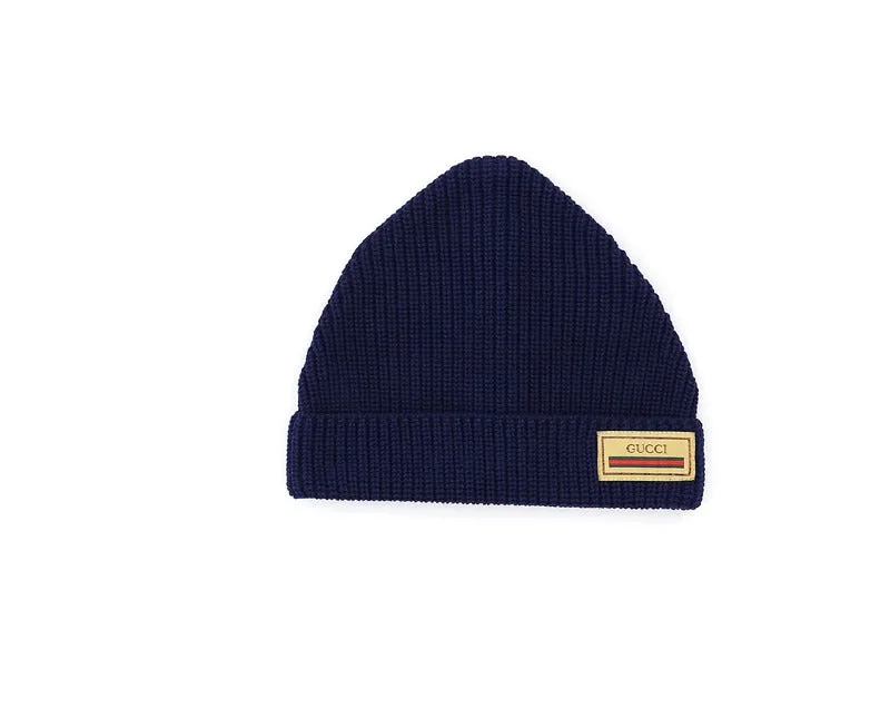 Gucci Kids Gucci Web Logo Patch Beanie