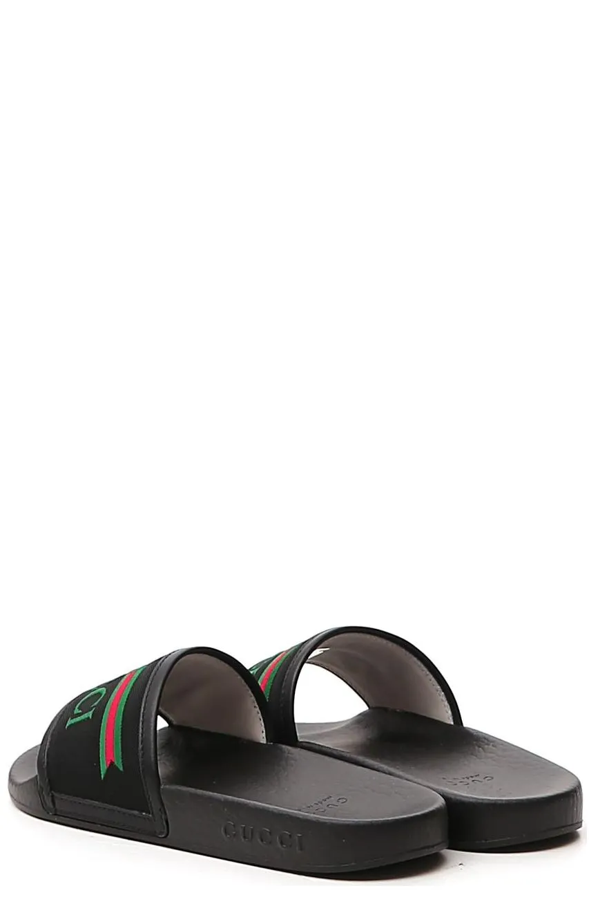 Gucci Kids Logo Embroidered Slides