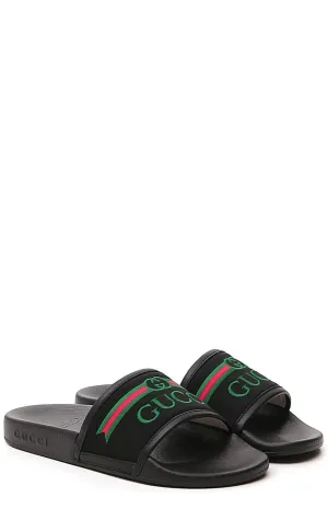 Gucci Kids Logo Embroidered Slides