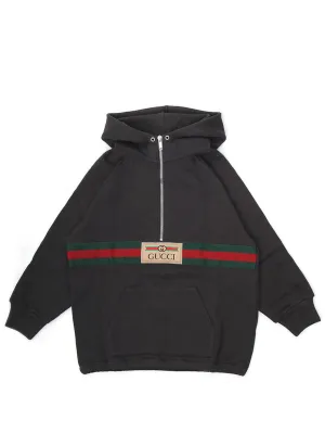 Gucci Kids Web Half-Zip Hoodie