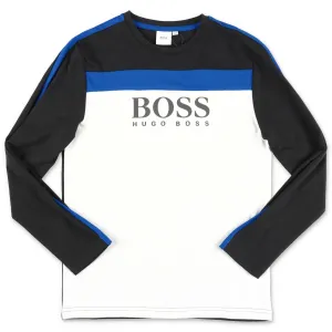 Hugo Boss Kids Logo Printed Colourblock Long Sleeve T-Shirt