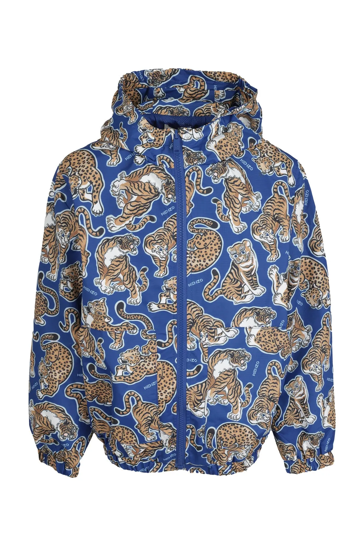 Kenzo Kids Allover Tiger Printed Zip-Up Hooded Jacket