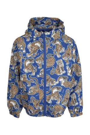 Kenzo Kids Allover Tiger Printed Zip-Up Hooded Jacket