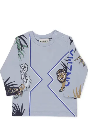 Kenzo Kids Animal Printed Long-Sleeve Top