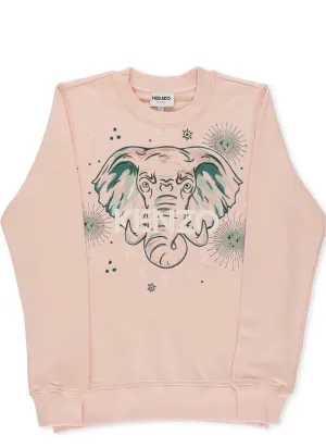 Kenzo Kids Elephant Printed Crewneck Sweatshirt