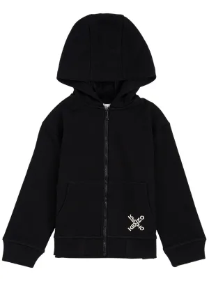 Kenzo Kids Logo Print Zipped Hoodie