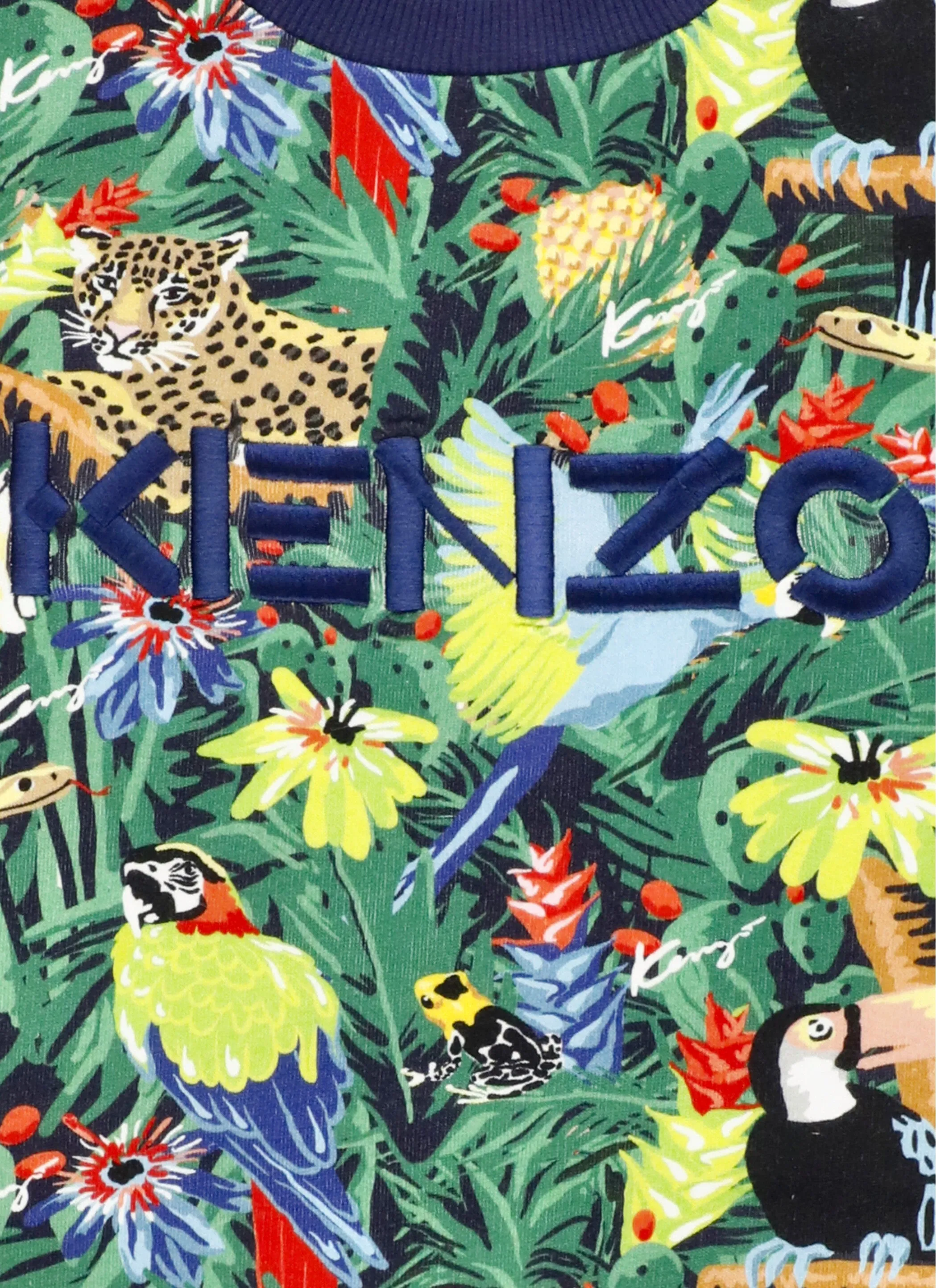Kenzo Kids Tropical-Print Logo Embroidered Crewneck Sweatshirt