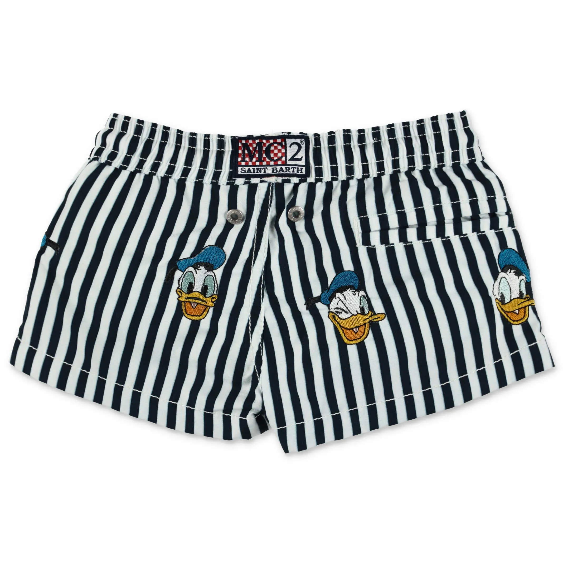 Mc2 Saint Barth Kids Donald Duck Striped Swim Shorts