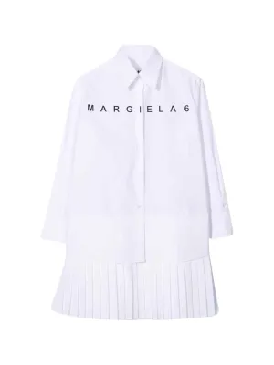 MM6 Maison Margiela Kids Logo Print Pleated Dress