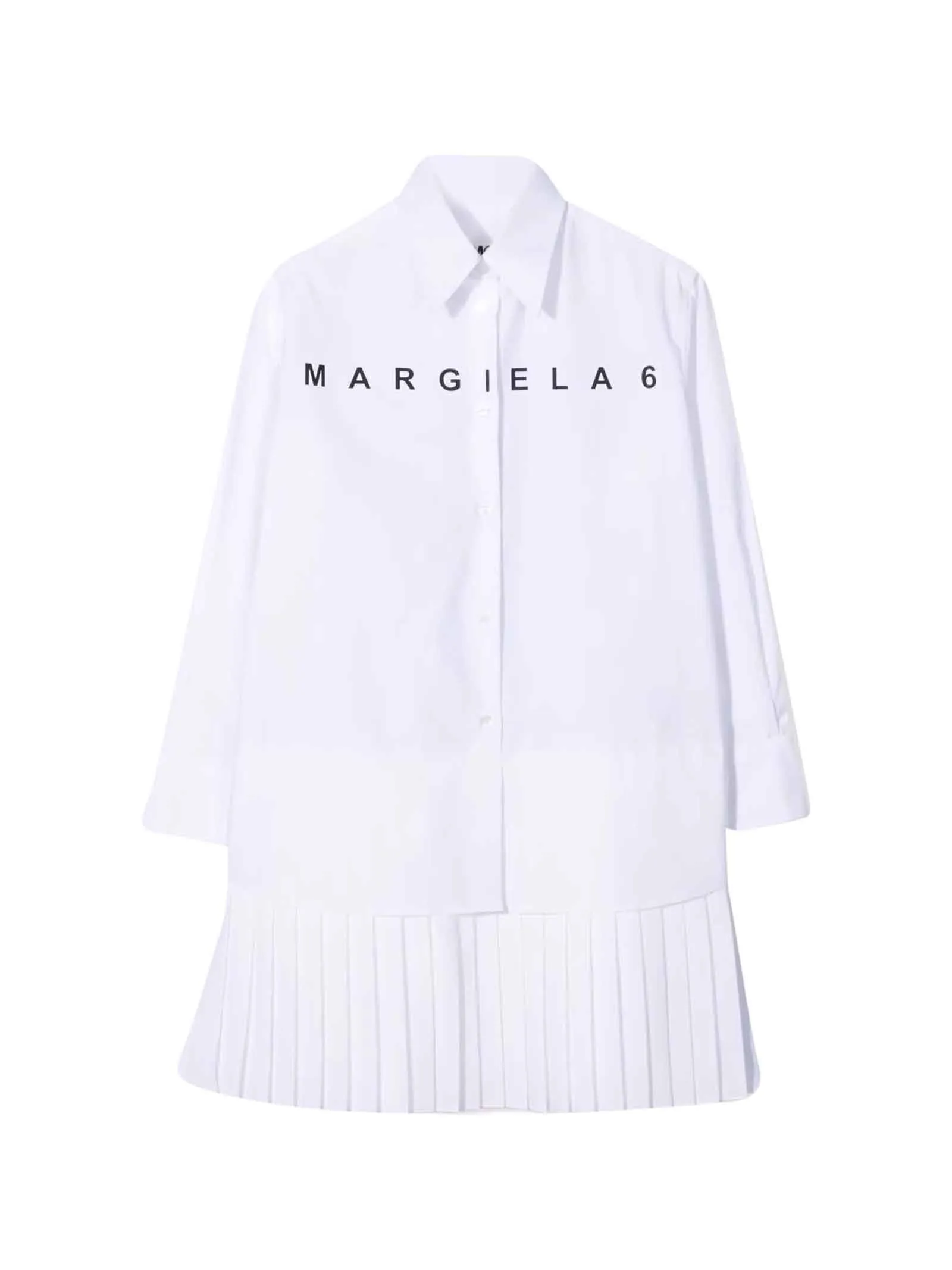 MM6 Maison Margiela Kids Logo Print Pleated Dress