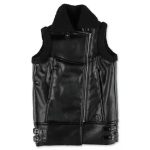 MM6 Maison Margiela Kids Shearling Trim Gilet