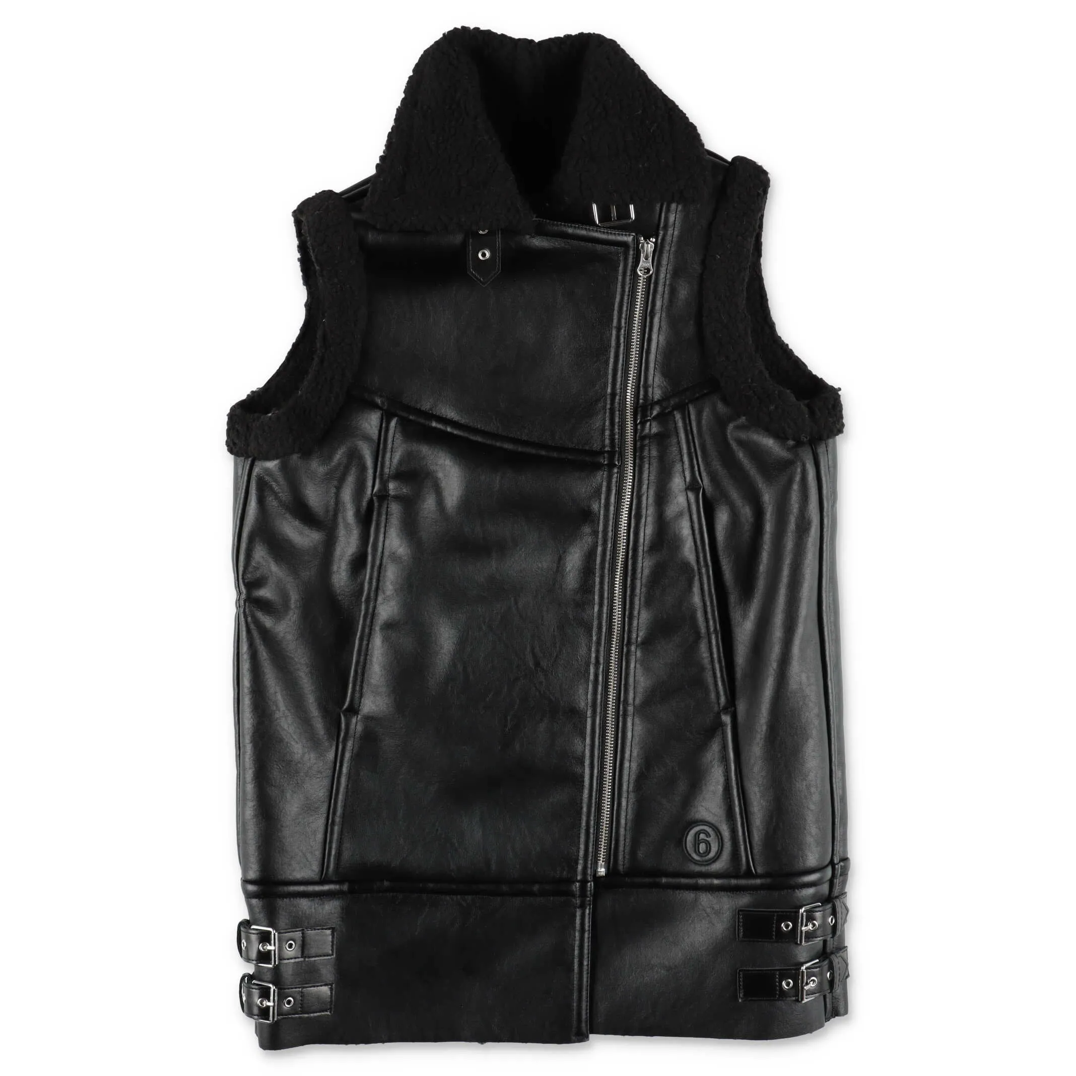 MM6 Maison Margiela Kids Shearling Trim Gilet