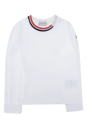 Moncler Enfant Logo Trim Crewneck Long-Sleeve T-Shirt