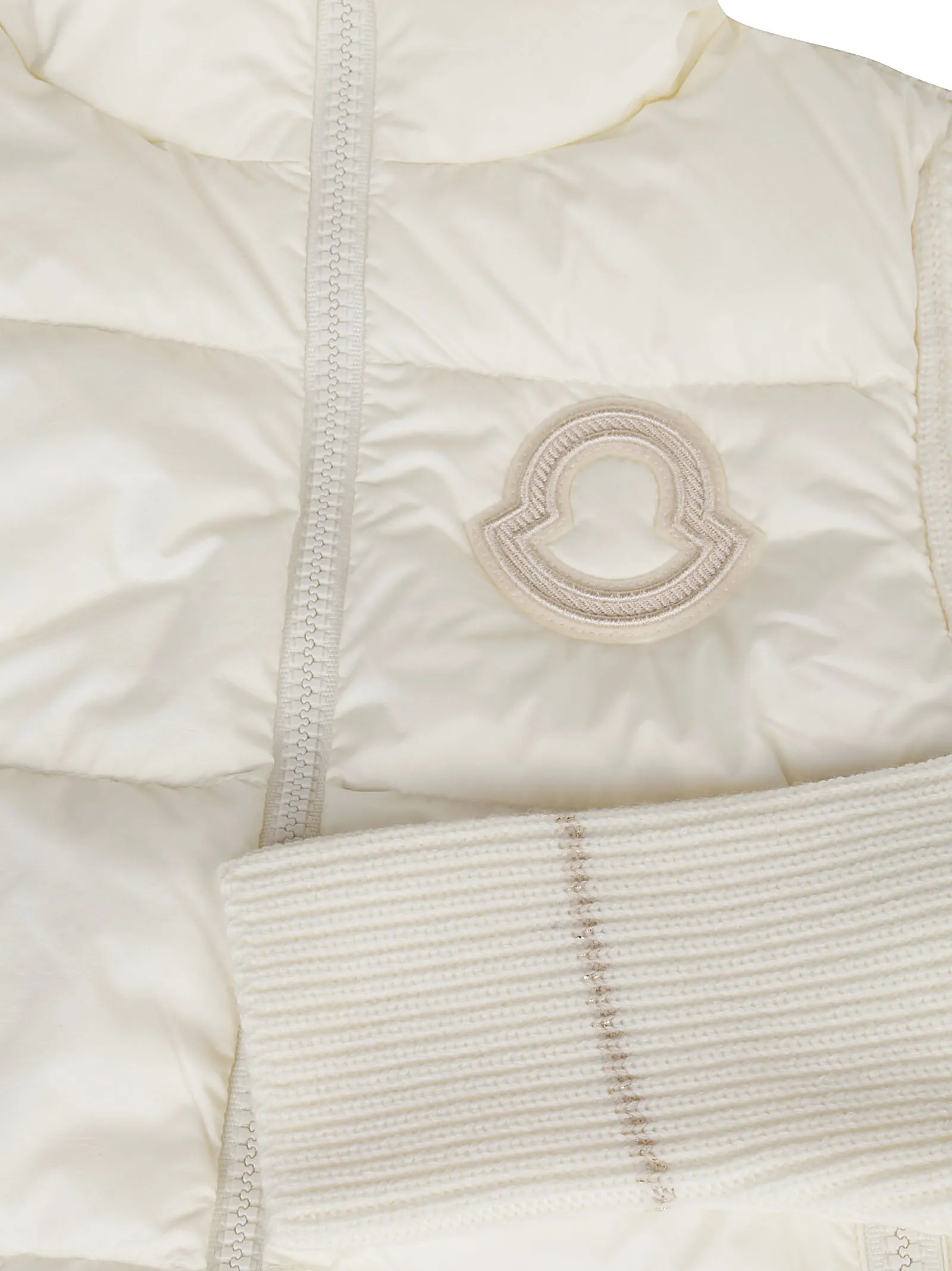 Moncler Enfant Quilted Panel Hooded Knit Jacket