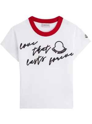 Moncler Enfant Slogan Embroidered T-Shirt
