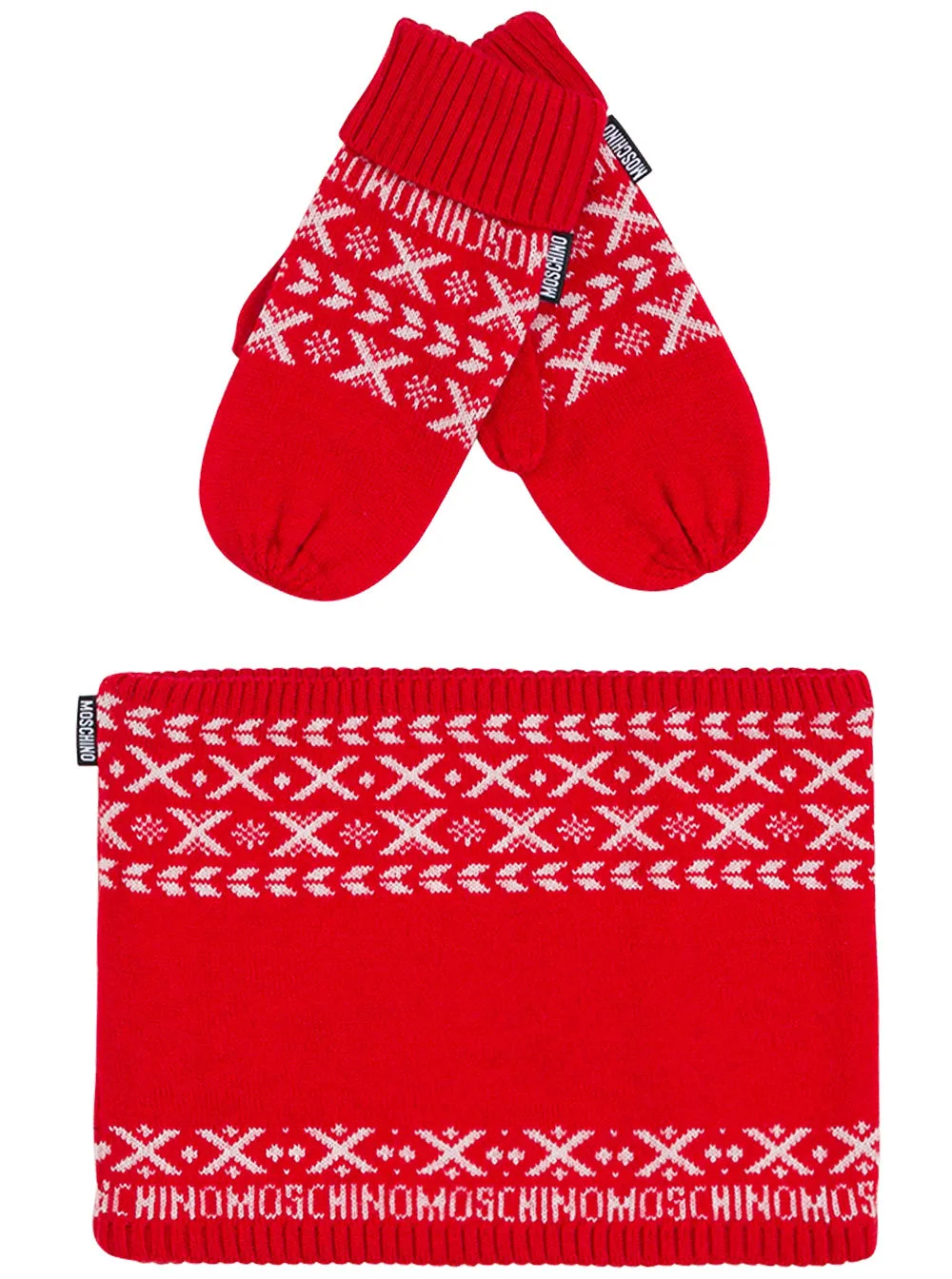 Moschino Kids Bear Intarsia Knit Scarf Set