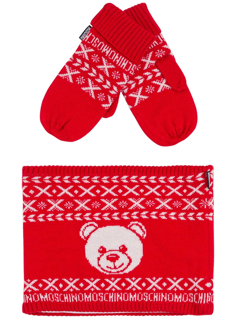 Moschino Kids Bear Intarsia Knit Scarf Set