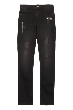 Moschino Kids Distressed Skinny Leg Jeans
