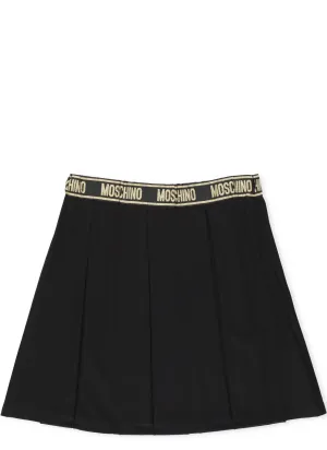 Moschino Kids Logo Band Pleated Skirt