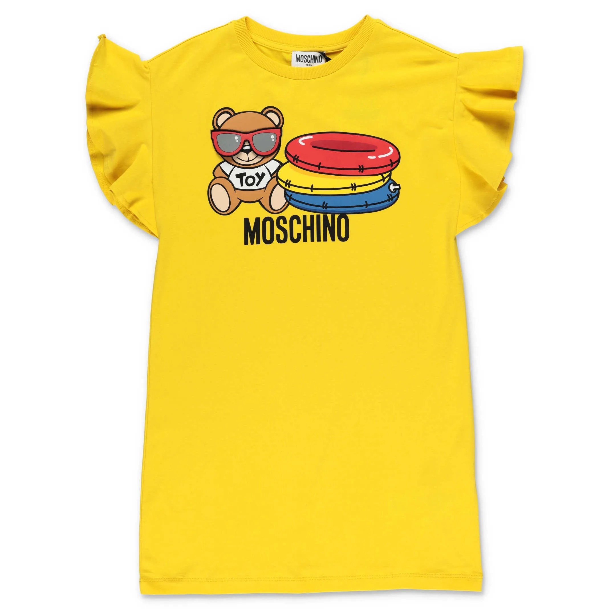 Moschino Kids Logo Print Ruffled T-Shirt Dress