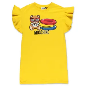 Moschino Kids Logo Print Ruffled T-Shirt Dress