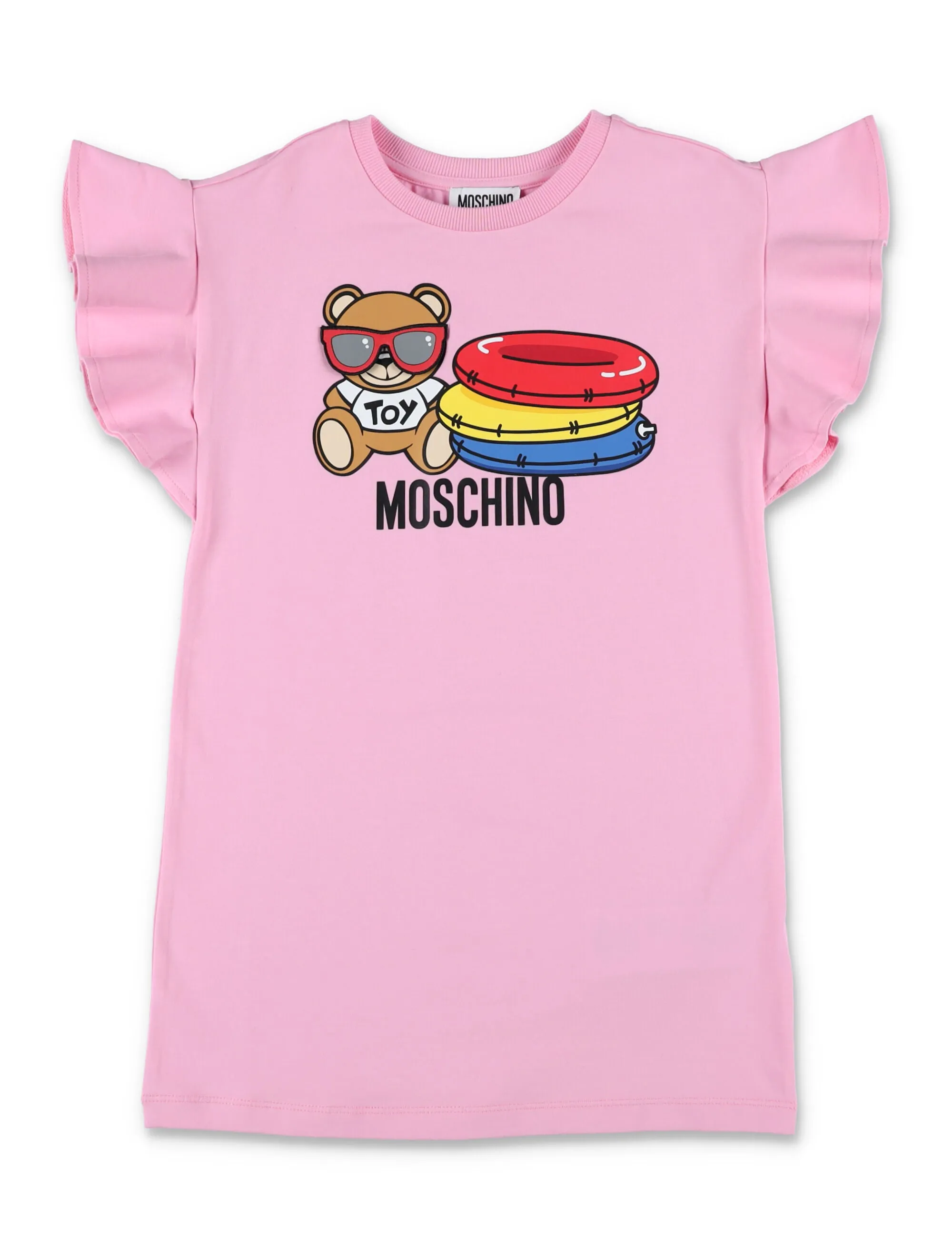 Moschino Kids Logo Print Ruffled T-Shirt Dress