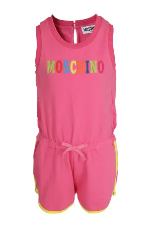 Moschino Kids Logo Printed Sleeveless Crewneck Playsuit