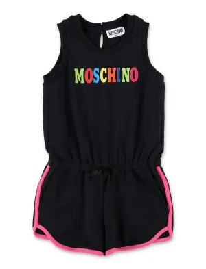 Moschino Kids Logo Printed Sleeveless Crewneck Playsuit