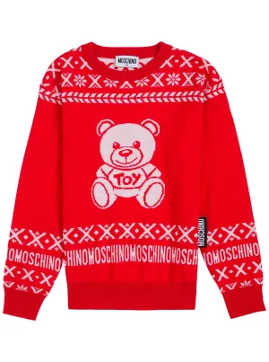 Moschino Kids Teddy Bear Intarsia Knit Jumper