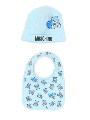Moschino Kids Teddy Bear Printed Beanie Bib Set