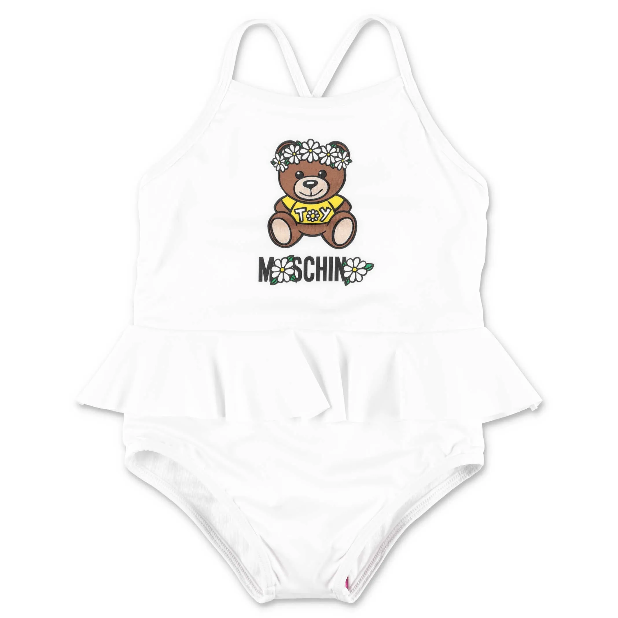 Moschino Kids Teddy Bear Printed Ruffled Swimsuit