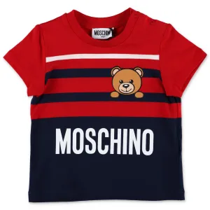 Moschino Kids Teddy Bear Printed Striped T-Shirt