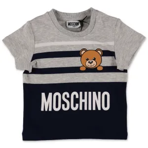 Moschino Kids Teddy Bear Printed Striped T-Shirt
