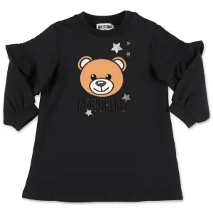 Moschino Kids Teddy Embroidered Ruffle Detail Sweatshirt Dress
