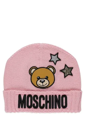 Moschino Kids Teddy Logo Embroidered Beanie