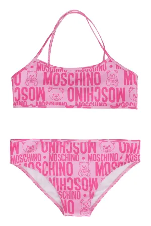 Moschino Kids Teddy Logo Printed Bikini Set