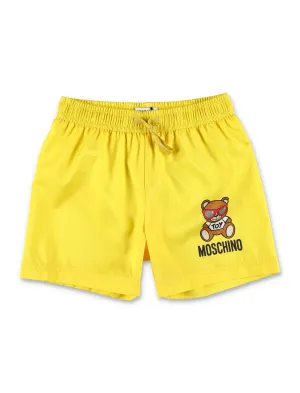 Moschino Kids Teddy Logo Printed Swim Shorts