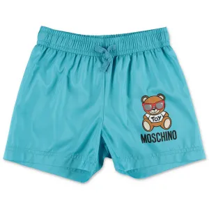 Moschino Kids Teddy Logo Printed Swim Shorts