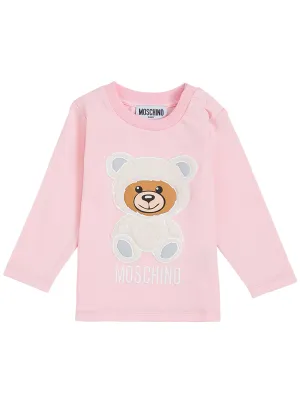 Moschino Kids Winter Teddy Embellished Long-Sleeve Top