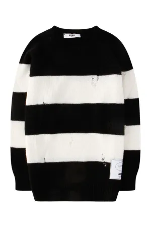 MSGM Kids Distressed Stripe Knit Jumper