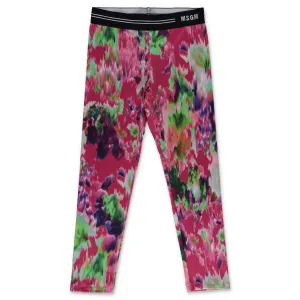 MSGM Kids Floral Print Leggings