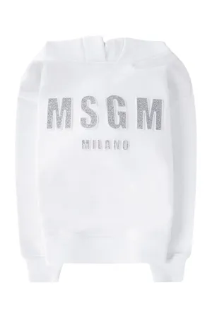 MSGM Kids Glittered Logo Hoodie