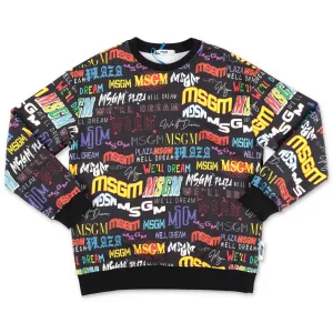 MSGM Kids Logo Allover Crewneck Sweatshirt