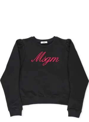 MSGM Kids Logo Detailed Crewneck Sweatshirt