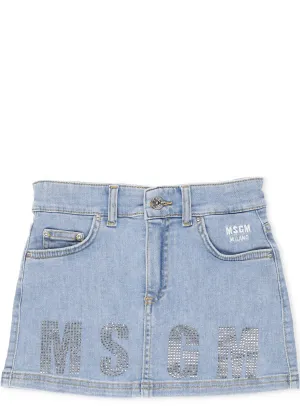MSGM Kids Logo Embellished Skirt